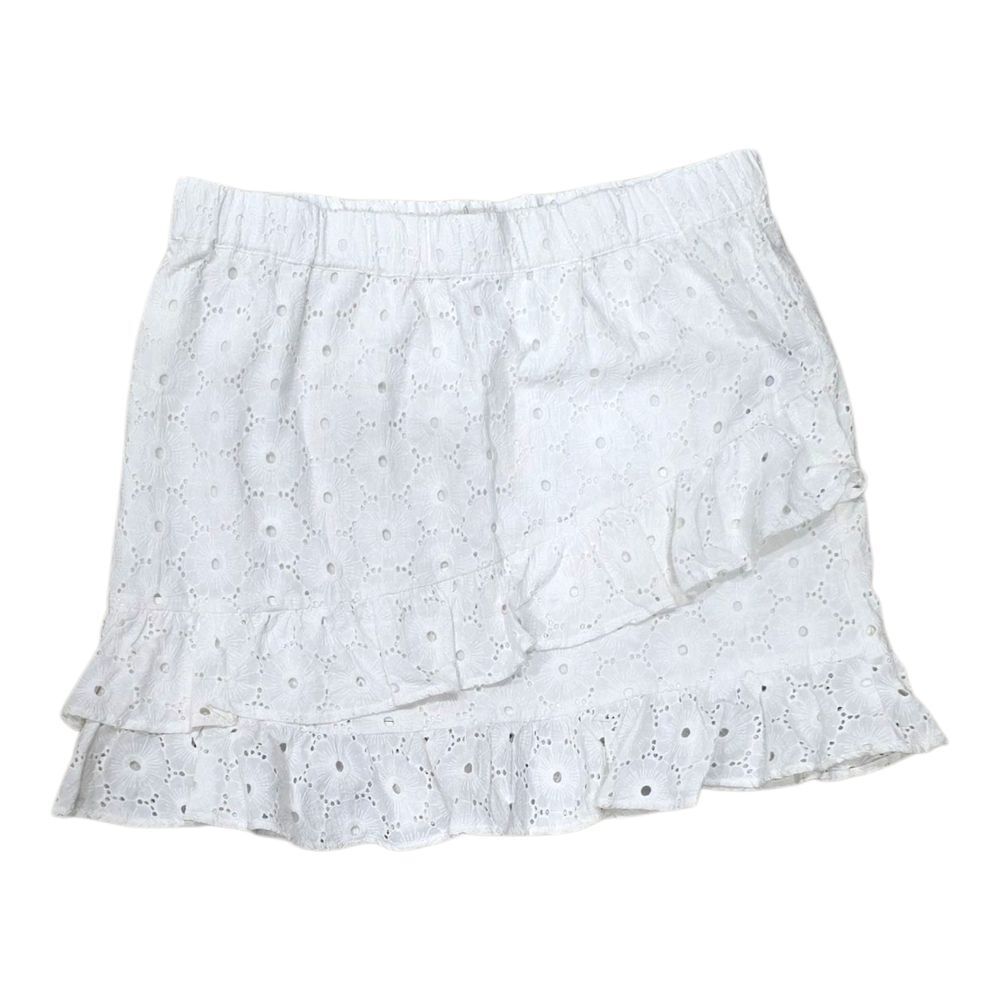7 For All Mankind White Ruffle Eyelet Mini Skirt L